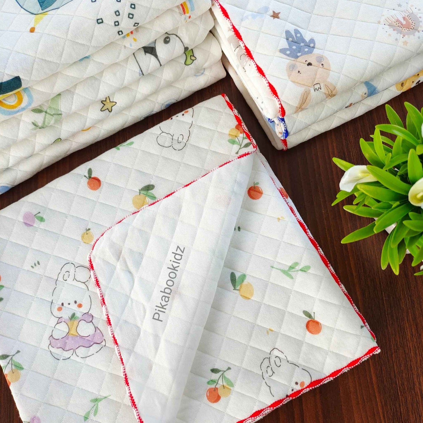 2 Layer Muslin Blanket in 85*85 cm - Cherry