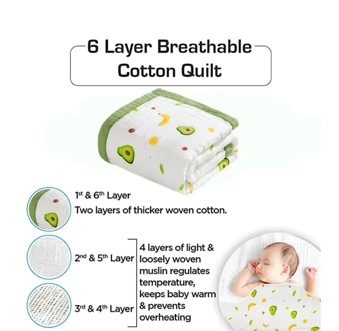 Muslin 6 layer Receiving Blanket - Lama
