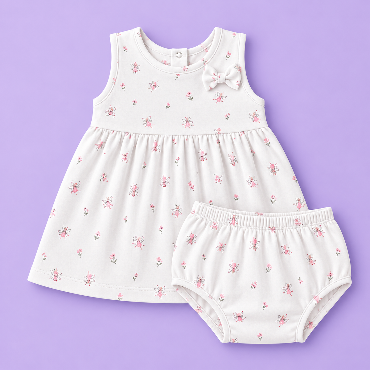 Bow Cotton frock with bloomers - Fairy