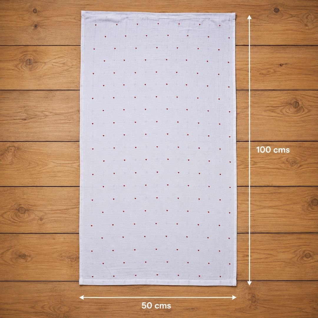 Muslin Crinkled Bath towel 50*100 cms – Hearts