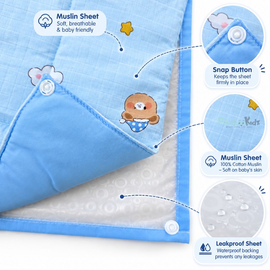 3 in 1 Reusable Muslin Diaper Mat - Space teddy