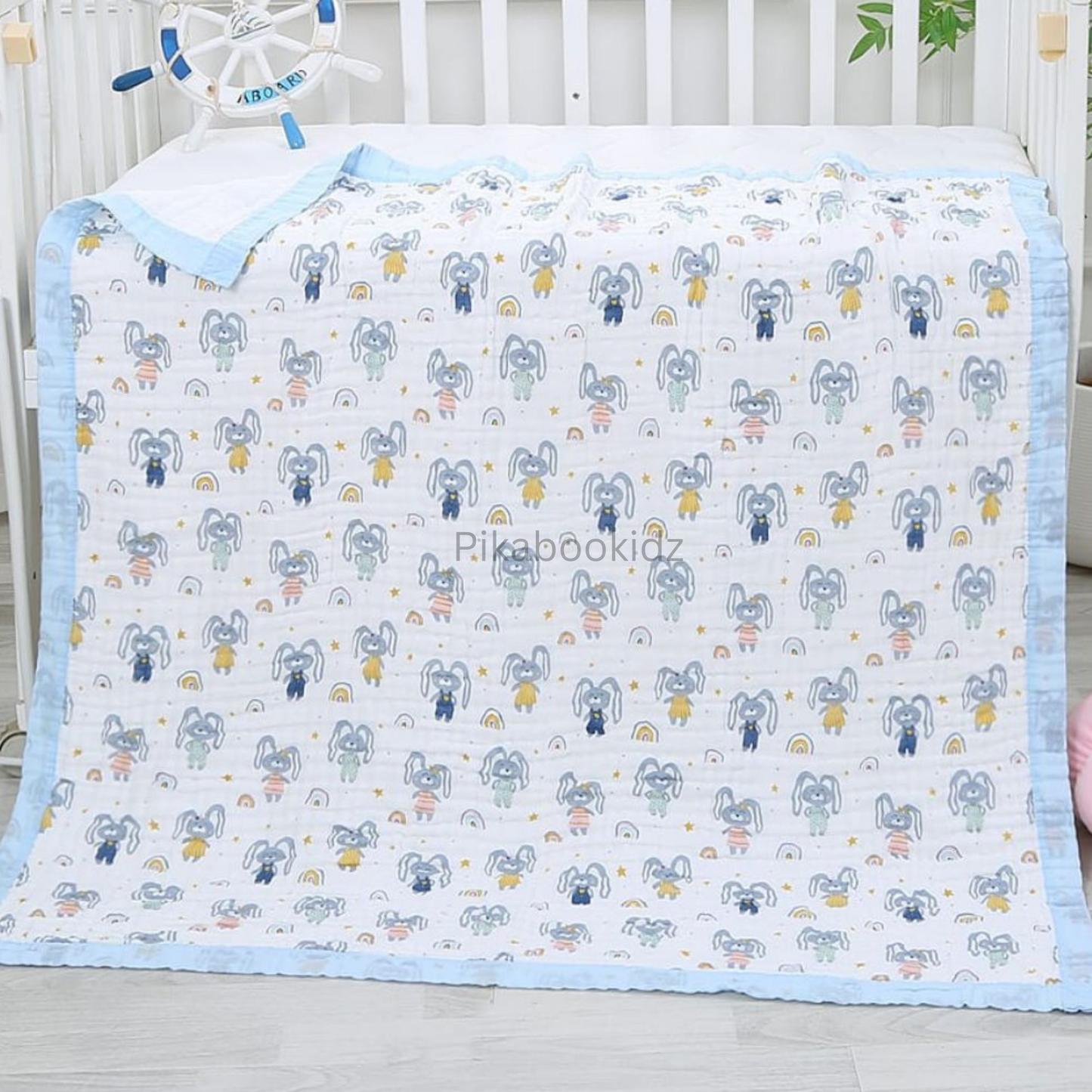 Muslin 6 layer Receiving Blanket - Bunny