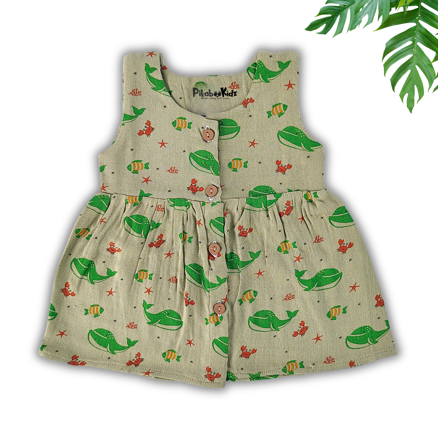 Muslin Button Frock 0-3 M – Whales