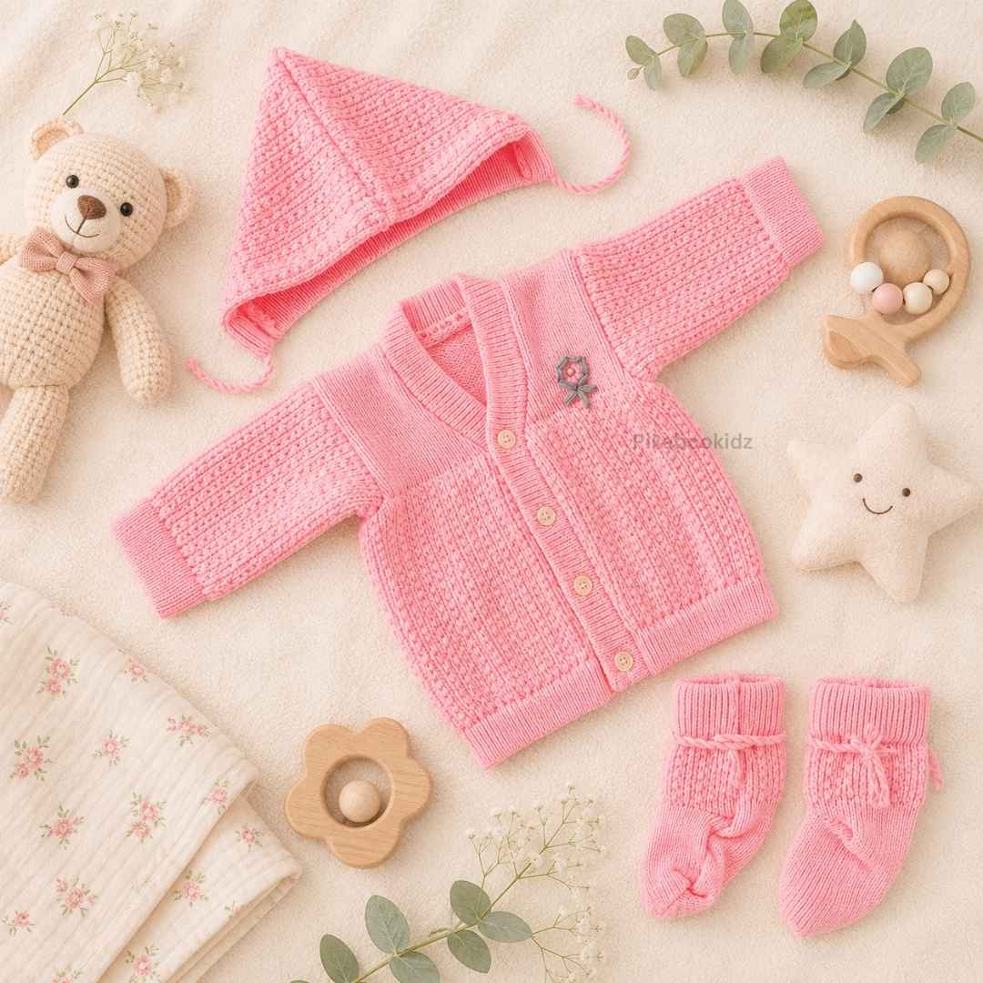 Woolen Sweater 0-3M - Pink