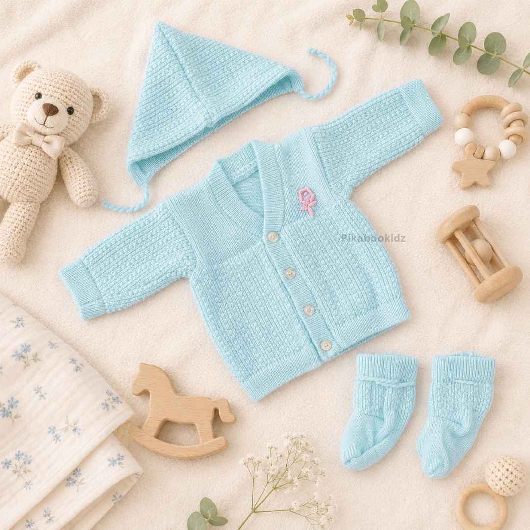 Woolen Sweater 0-3M - Pastel blue