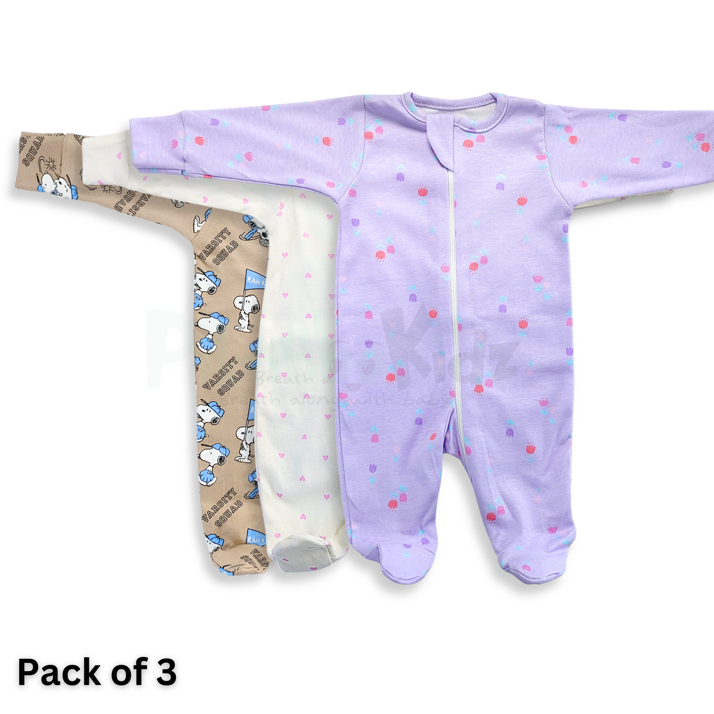 Full Footed Zipper Rompers - 3 Combo (3)