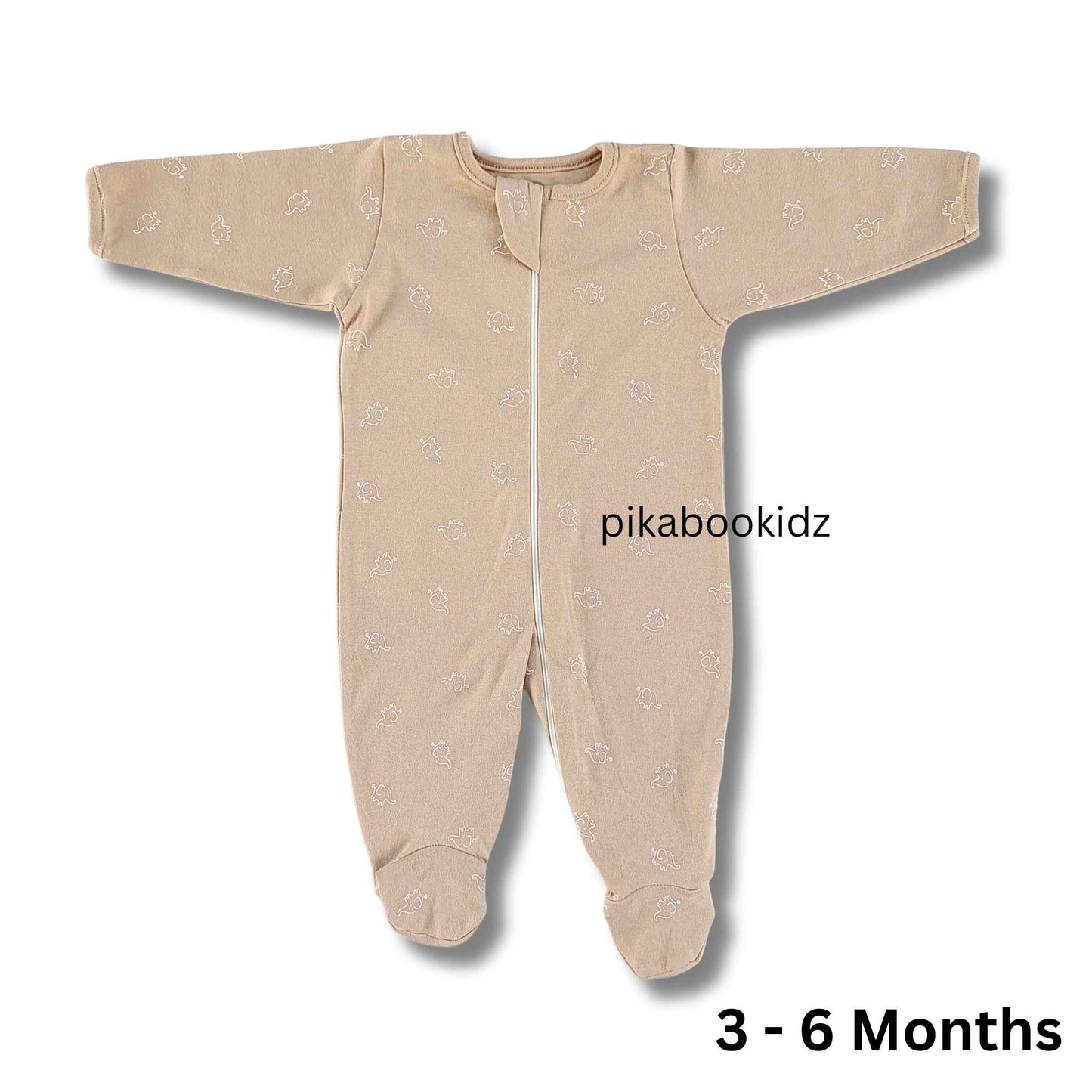 Footed Rompers 3-6M - Elephants