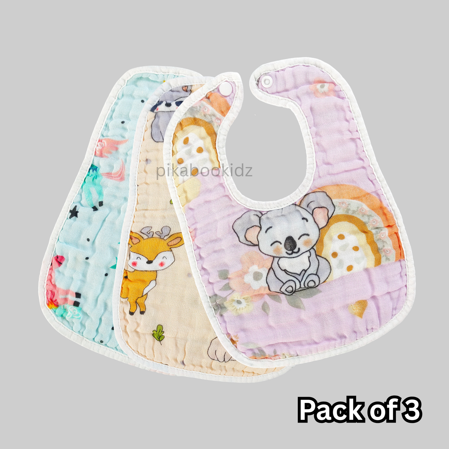Muslin Bibs Combo Pack of 3 (Assorted)