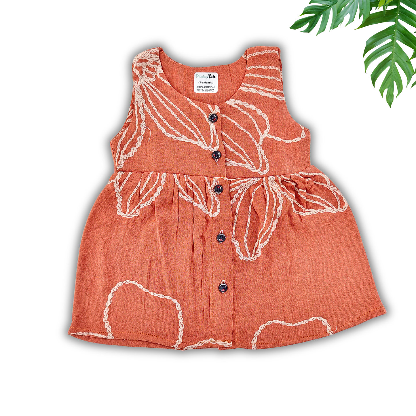 Muslin Button Frock 0-3 M – Brown