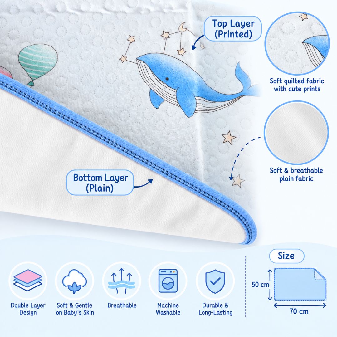 Muslin Cotton Waterproof Baby Dry Sheet - Relaxing teddy