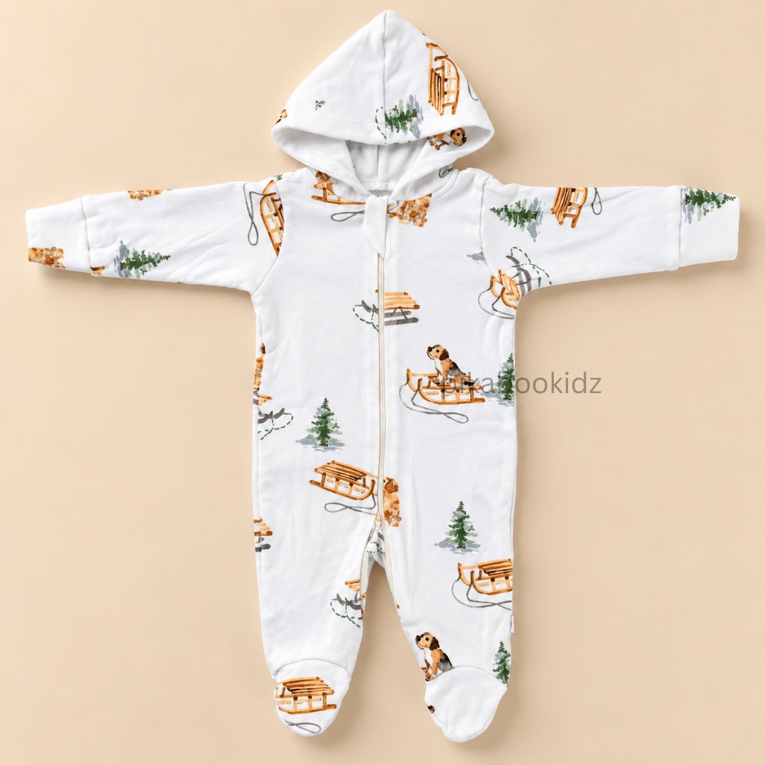 Baby Hooded Romper with Zipper l 0-3 M Pikabookidz
