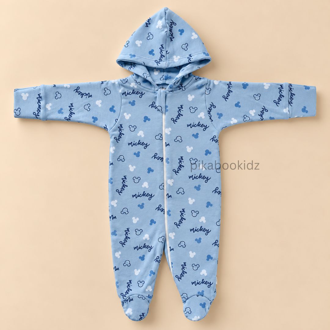 Baby Hooded Romper with Zipper l 0-3 M Pikabookidz