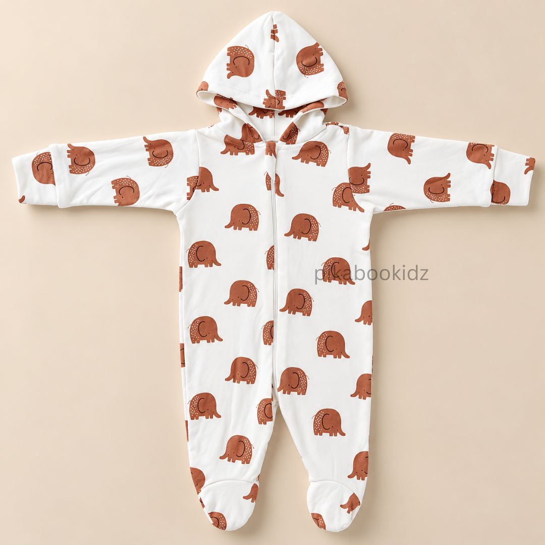 Baby Hooded Romper with Zipper l 0-3 M Pikabookidz