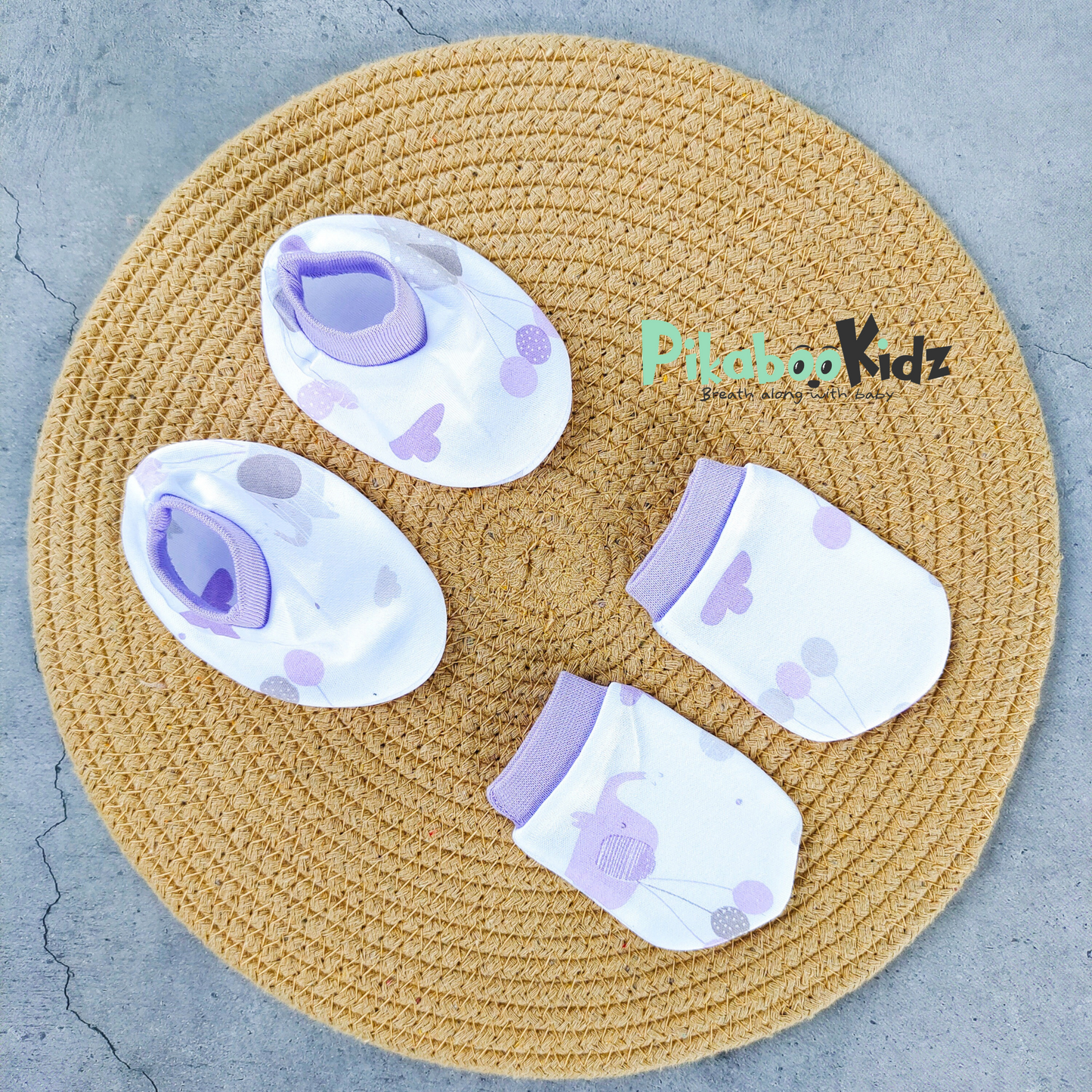 Mittens Booties Set – Elephant Purple