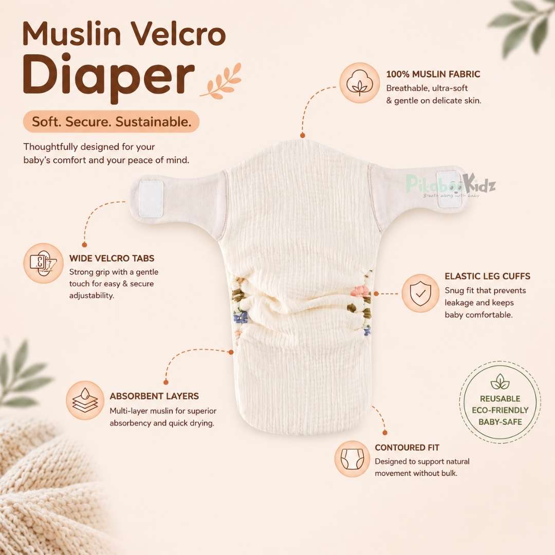 Muslin Velcro Diaper - Fruits