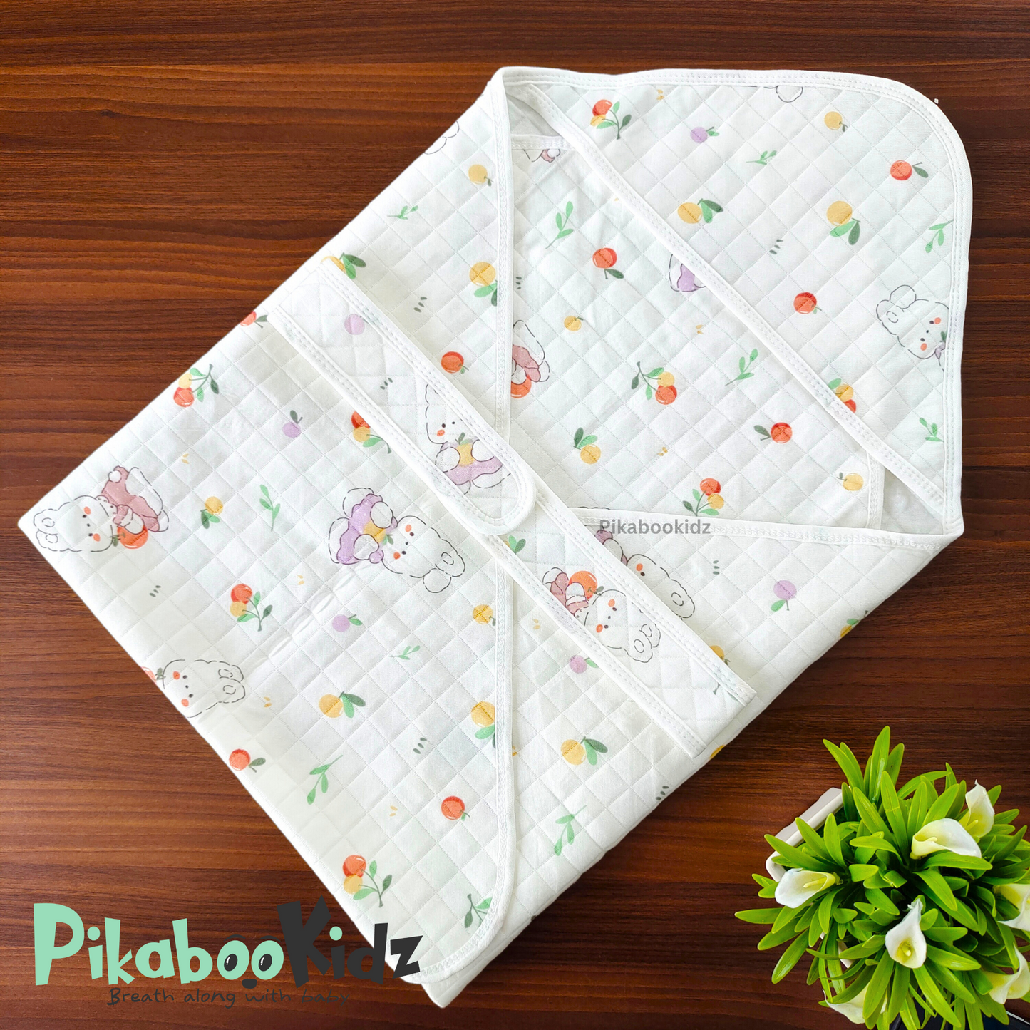 Muslin Hooded Wrapper / Blanket – Cherry
