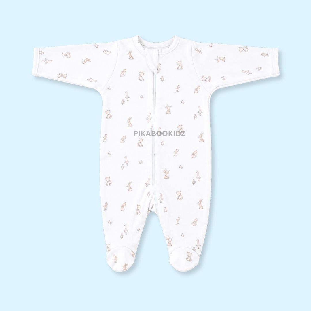 Footed Rompers 3-6M - Teddy & Ducks