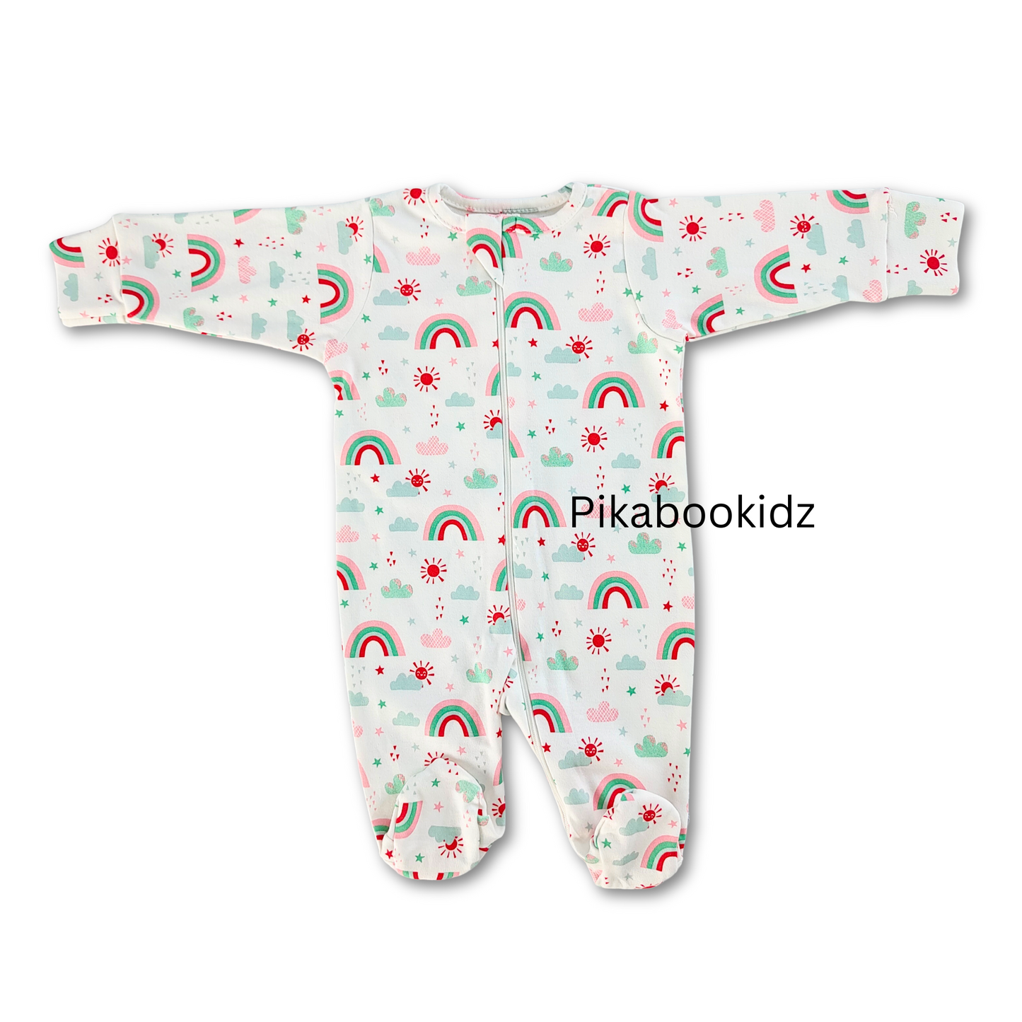 Footed Rompers - 3 Combo (Pink, Rainbow, Elephant)