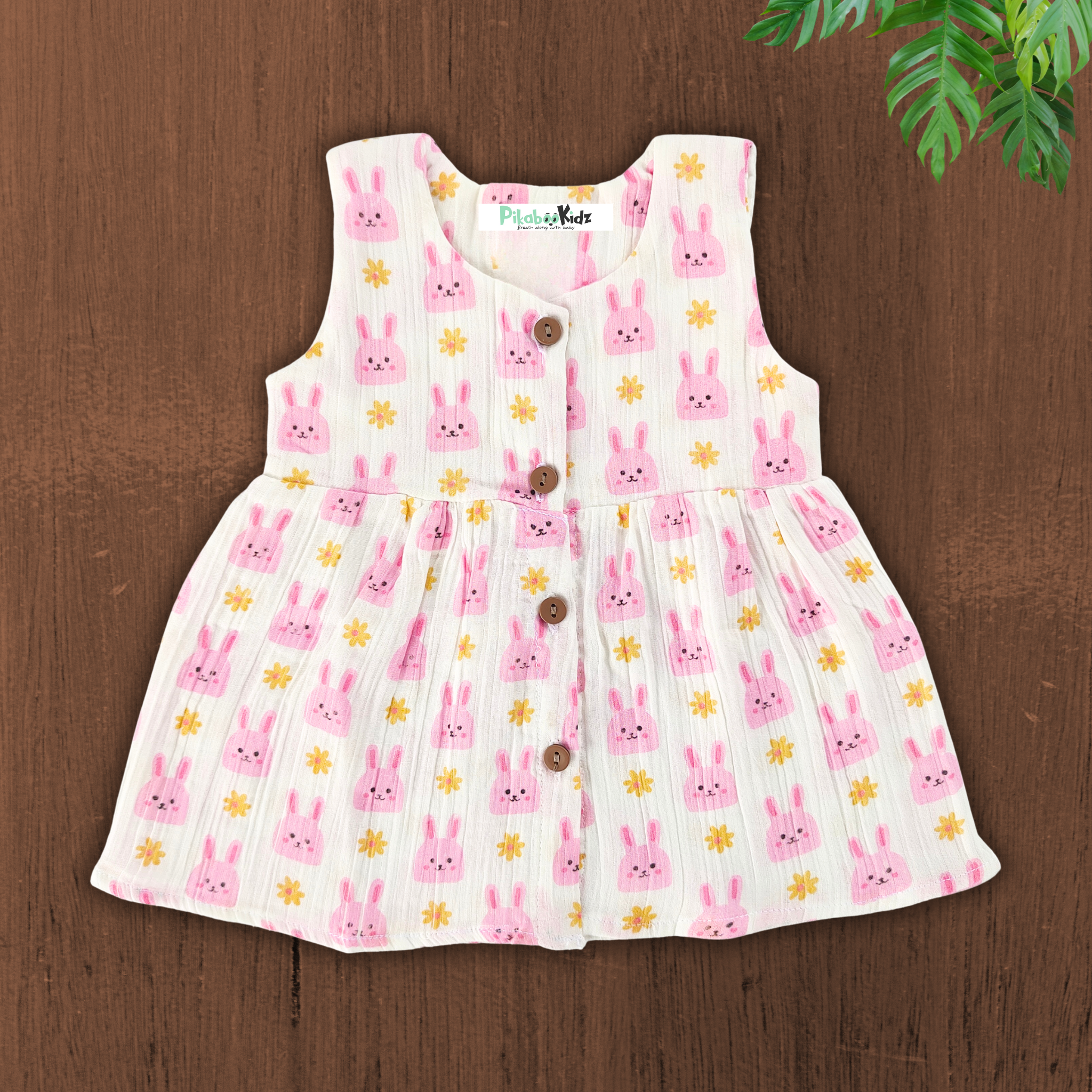 muslin button frock 3-6 M – Pikaboo Kidz