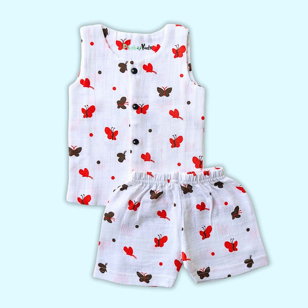 Muslin Vest & Shorts Set - Butterfly
