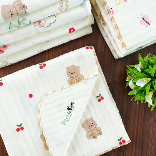 2 Layer Muslin Blanket in 85*85 cm - Cherry and Teddy