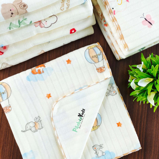 2 Layer Muslin Blanket in 85*85 cm - Elephant & Baloons