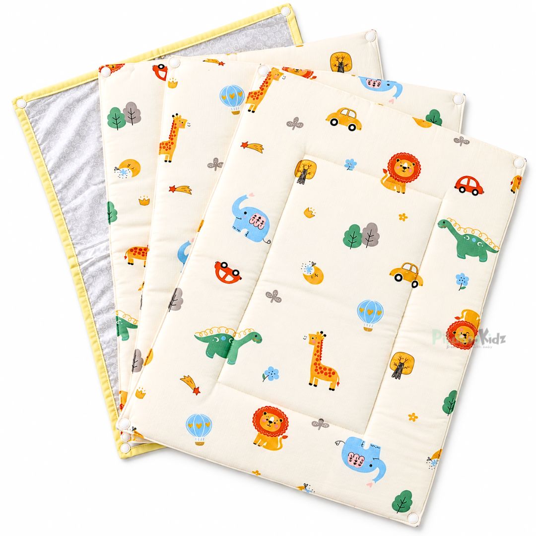 3 in 1 Reusable Muslin Diaper Mat - yellow jungle