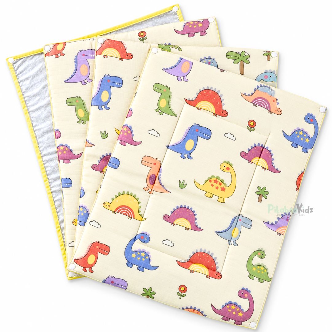 3 in 1 Reusable Muslin Diaper Mat - Dino world
