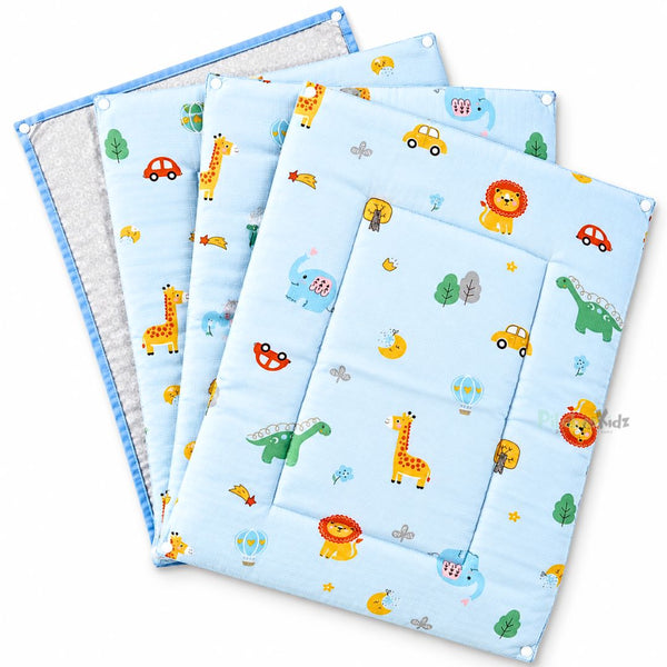 3 in 1 Reusable Muslin Diaper Mat - Jungles blue
