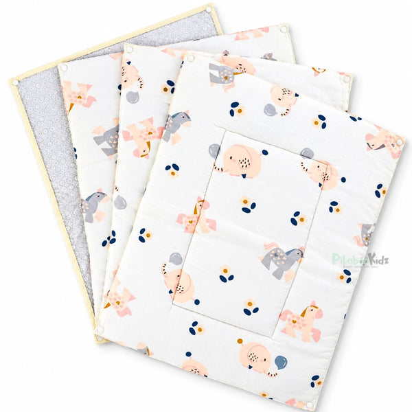 3 in 1 Reusable Muslin Diaper Mat - elephants