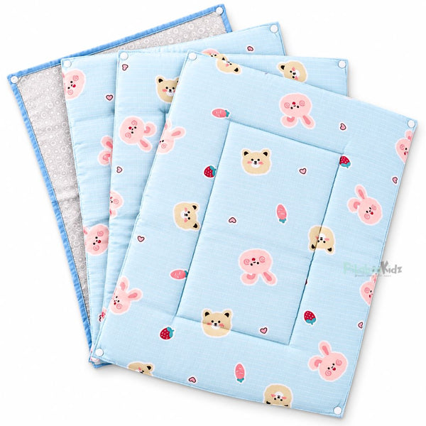 3 in 1 Reusable Muslin Diaper Mat - blue bunny