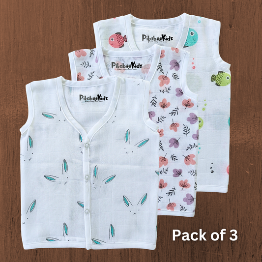 Muslin Button Jabla 0-3M Combo of 3