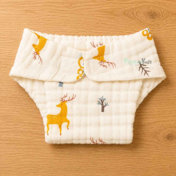 Muslin 6layer Velcro Nappy NB to 3M - Deer