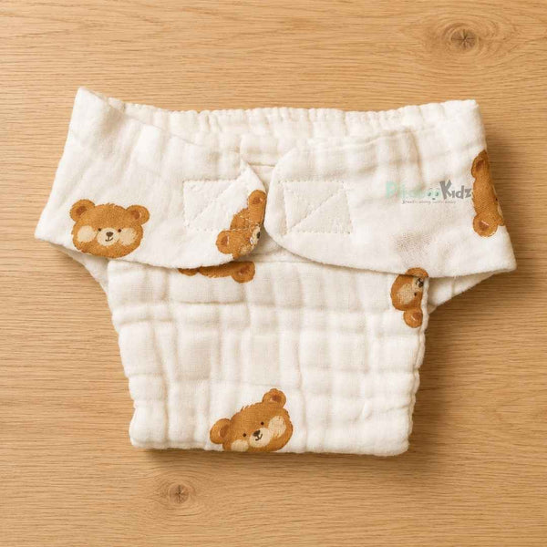 Muslin 6layer Velcro Nappy NB to 3M -Teedy