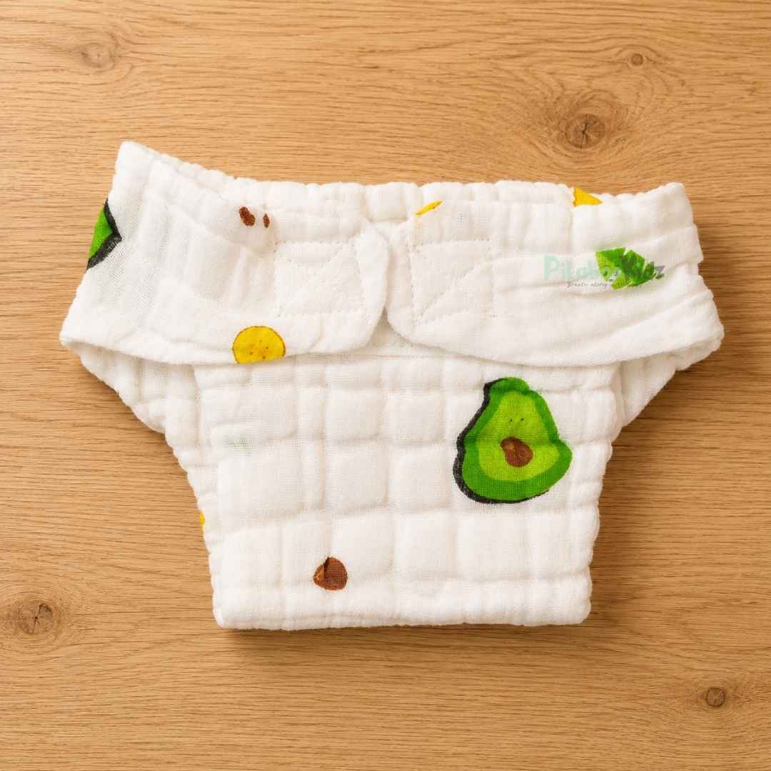 Muslin 6layer Velcro Nappy NB to 3M -Avocado