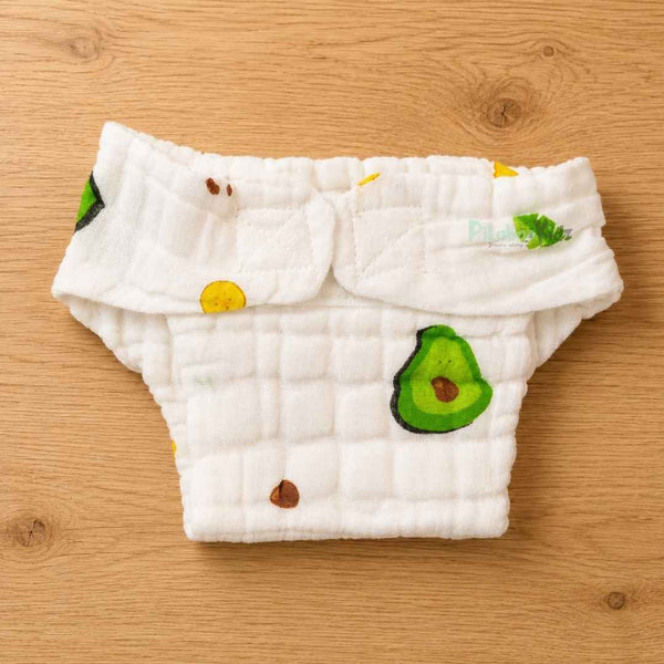 Muslin 6layer Velcro Nappy NB to 3M -Avocado