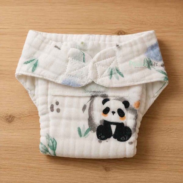 Muslin 6layer Velcro Nappy NB to 3M -Panda