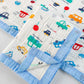 Muslin 6 layer Receiving Blanket - blue car