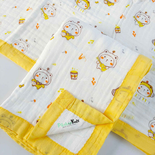 Muslin 6 layer Receiving Blanket - music