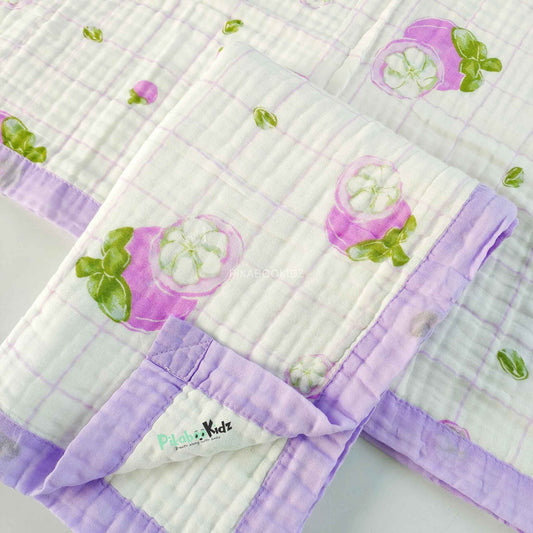 Muslin 6 layer Receiving Blanket - purple fruit