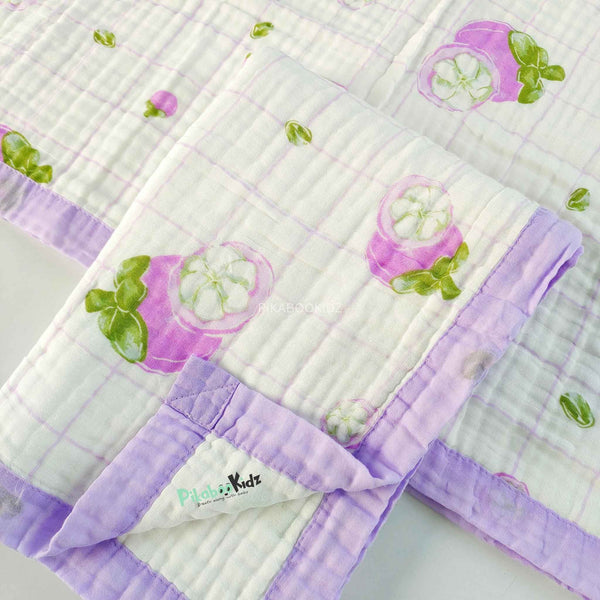 Muslin 6 layer Receiving Blanket - purple fruit