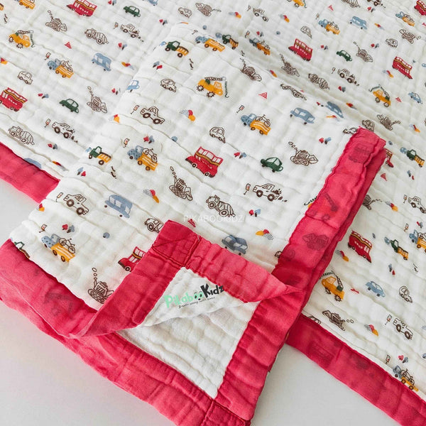 Muslin 6 layer Receiving Blanket - Cars
