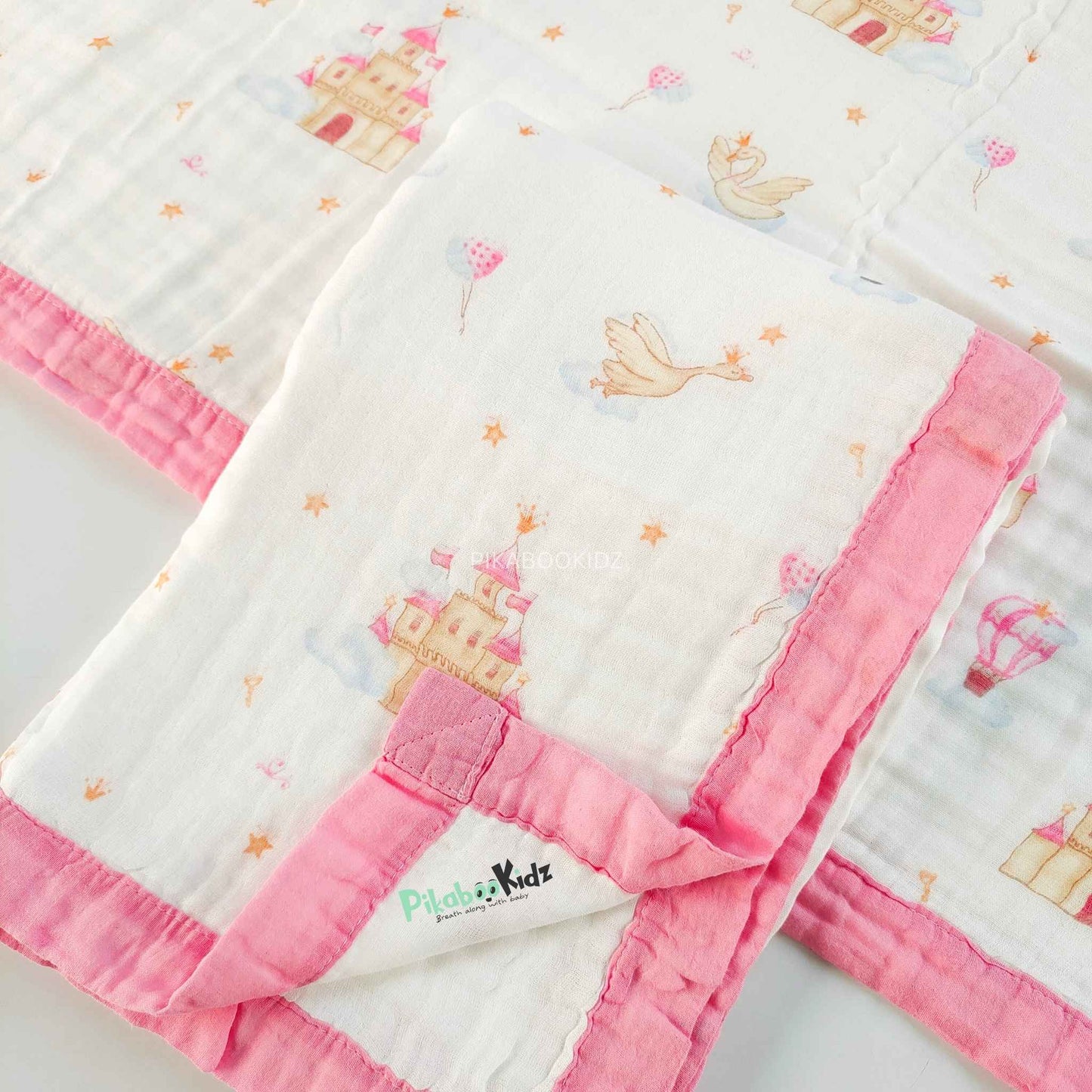Muslin 6 layer Receiving Blanket - castle