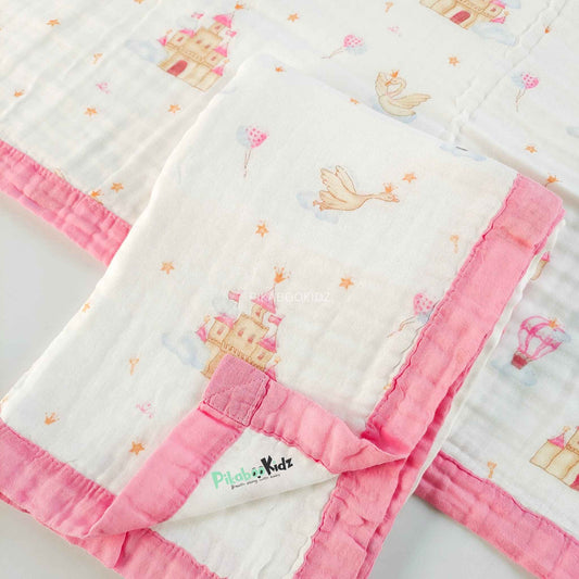 Muslin 6 layer Receiving Blanket - castle