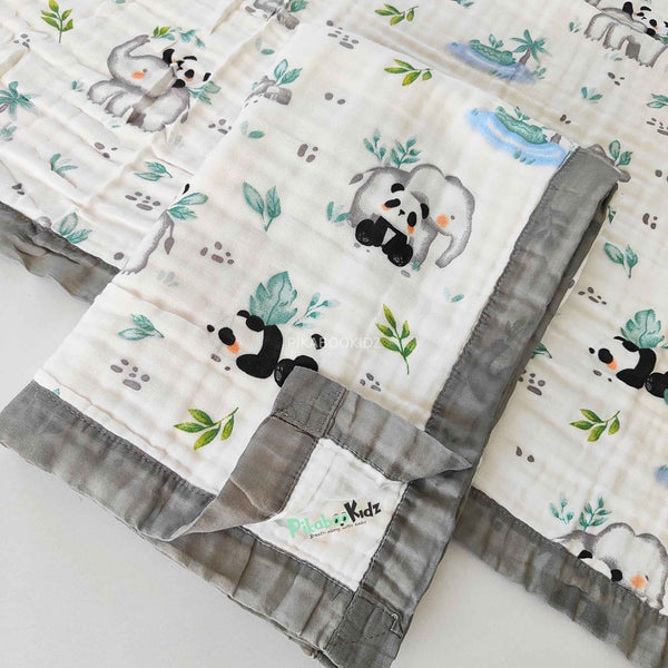 Muslin 6 layer Receiving Blanket - Panda