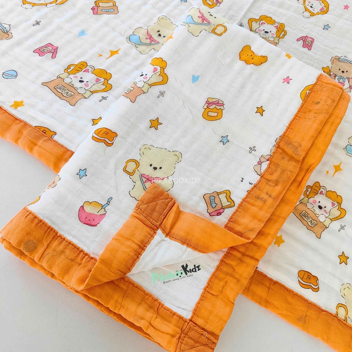 Muslin 6 layer Receiving Blanket - Orange