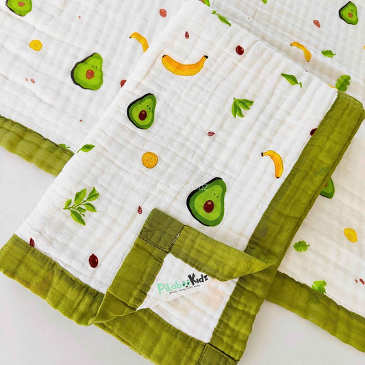 Muslin 6 layer Receiving Blanket - Avacado