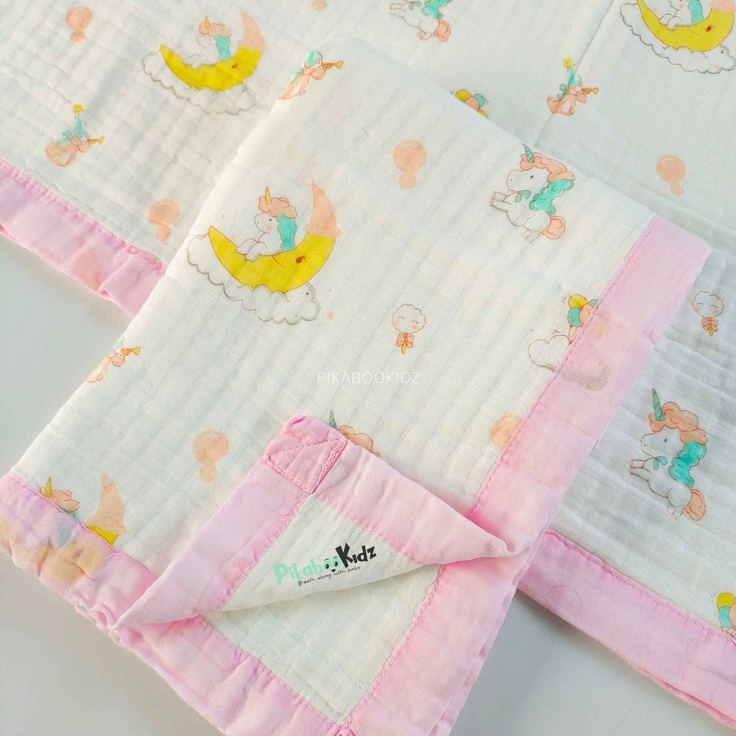 Muslin 6 layer Receiving Blanket - unicorn