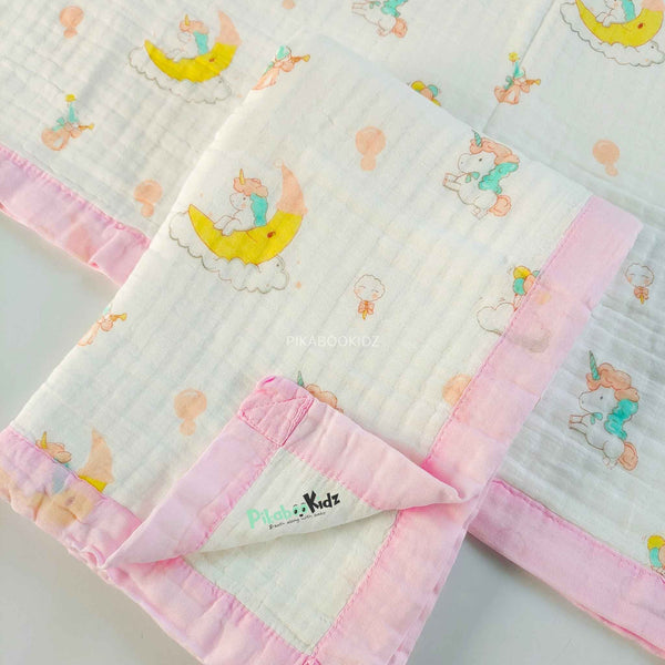 Muslin 6 layer Receiving Blanket - unicorn
