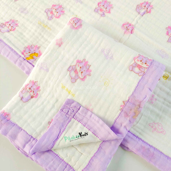 Muslin 6 layer Receiving Blanket - purple